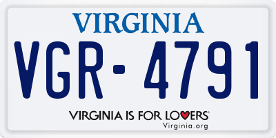 VA license plate VGR4791