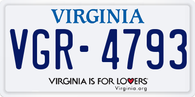 VA license plate VGR4793