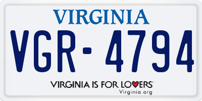 VA license plate VGR4794