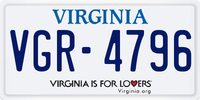 VA license plate VGR4796