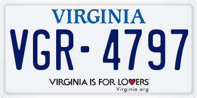 VA license plate VGR4797