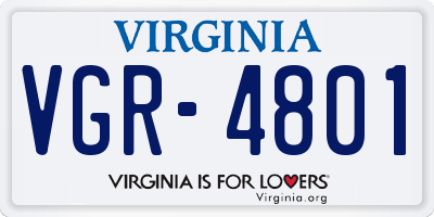 VA license plate VGR4801