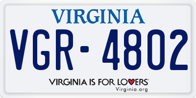 VA license plate VGR4802
