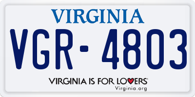 VA license plate VGR4803