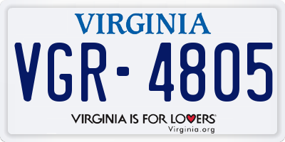 VA license plate VGR4805