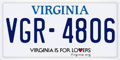 VA license plate VGR4806