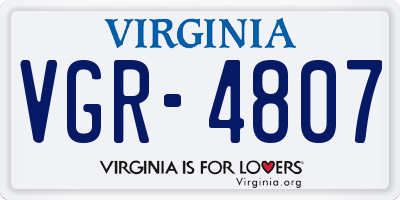 VA license plate VGR4807