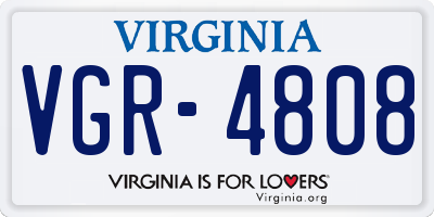 VA license plate VGR4808
