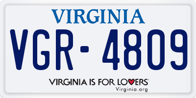 VA license plate VGR4809