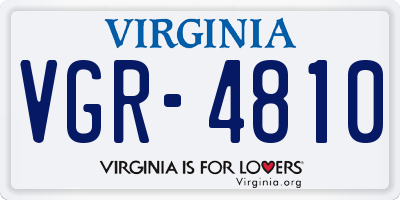 VA license plate VGR4810