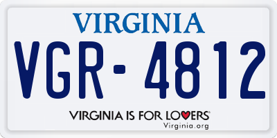 VA license plate VGR4812