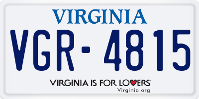 VA license plate VGR4815