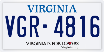 VA license plate VGR4816