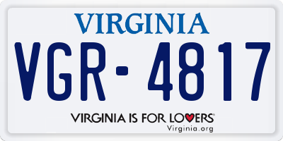 VA license plate VGR4817