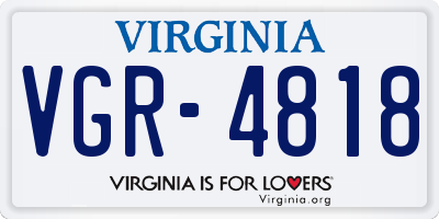 VA license plate VGR4818