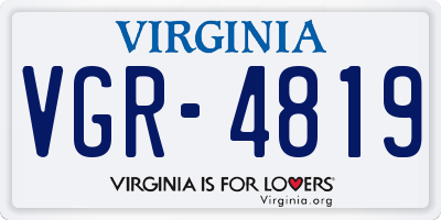 VA license plate VGR4819