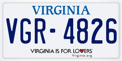 VA license plate VGR4826