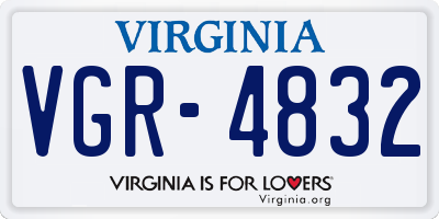VA license plate VGR4832