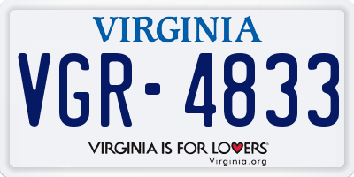 VA license plate VGR4833