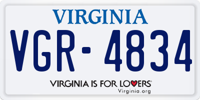 VA license plate VGR4834