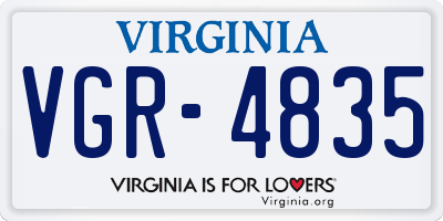 VA license plate VGR4835