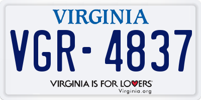 VA license plate VGR4837