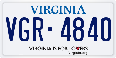 VA license plate VGR4840