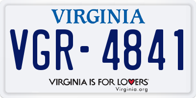 VA license plate VGR4841