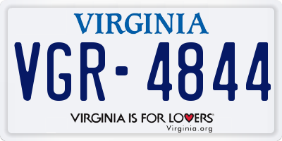 VA license plate VGR4844
