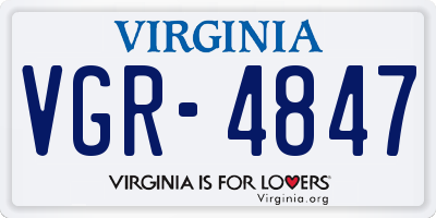 VA license plate VGR4847