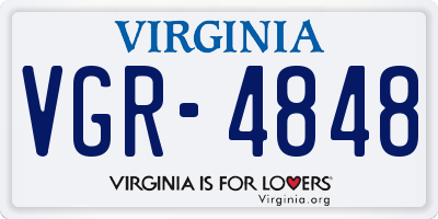 VA license plate VGR4848
