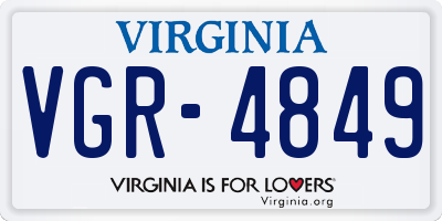 VA license plate VGR4849
