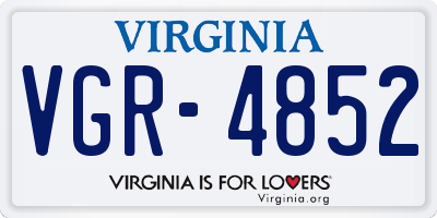 VA license plate VGR4852