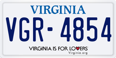 VA license plate VGR4854