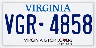 VA license plate VGR4858