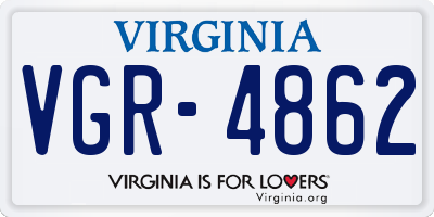 VA license plate VGR4862
