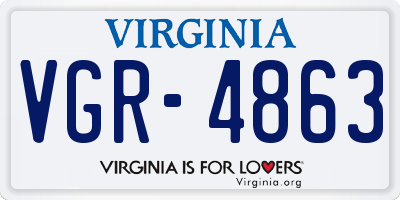 VA license plate VGR4863