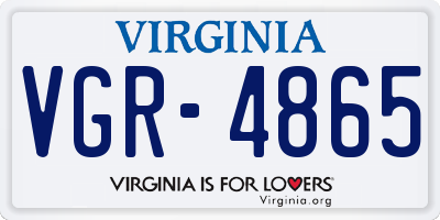 VA license plate VGR4865