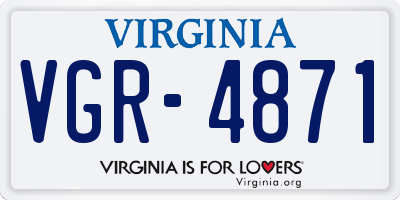 VA license plate VGR4871