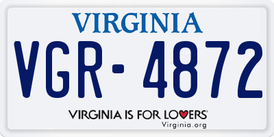 VA license plate VGR4872