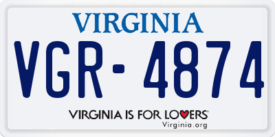 VA license plate VGR4874