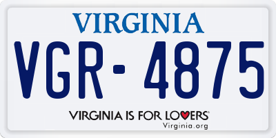 VA license plate VGR4875