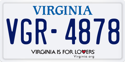 VA license plate VGR4878