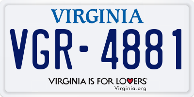 VA license plate VGR4881
