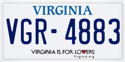 VA license plate VGR4883
