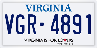 VA license plate VGR4891