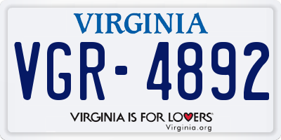 VA license plate VGR4892