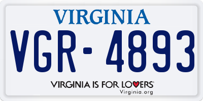 VA license plate VGR4893