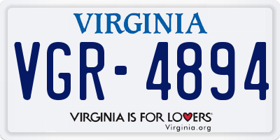 VA license plate VGR4894