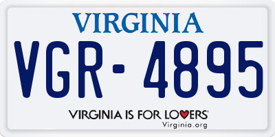 VA license plate VGR4895